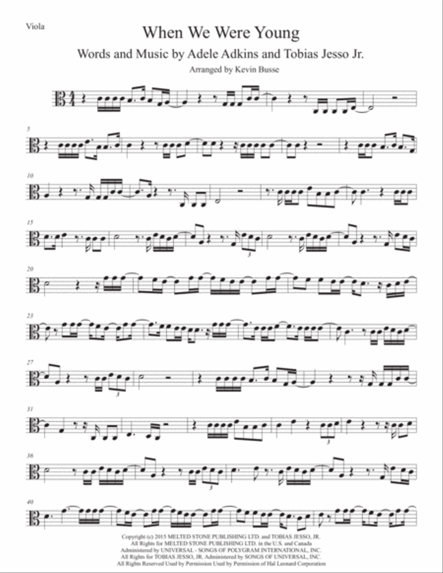 When We Were Young When We Were Young Viola Solo scores gallery preview page 1