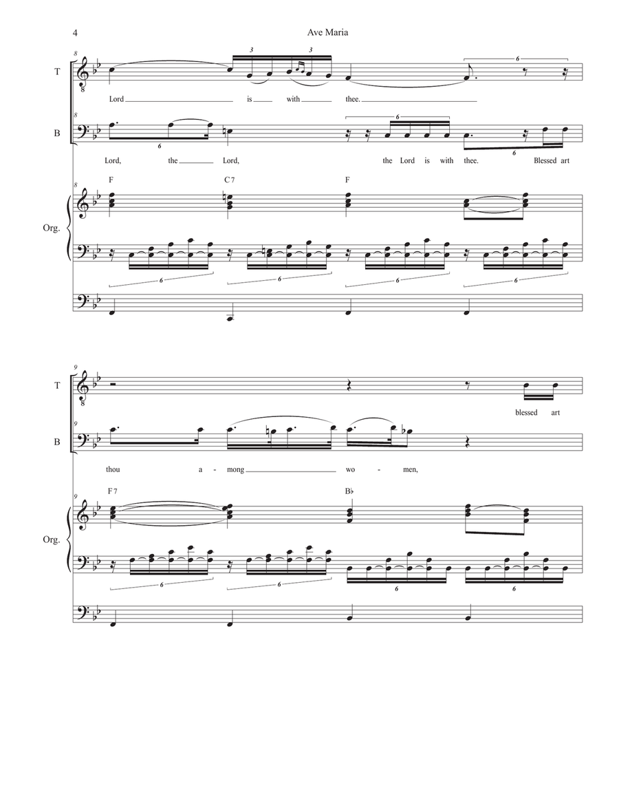 Ave Maria (Duet for Tenor & Bass Solo - English Lyrics - High Key) - Organ Accompaniment Bass Voice scores gallery preview page 5