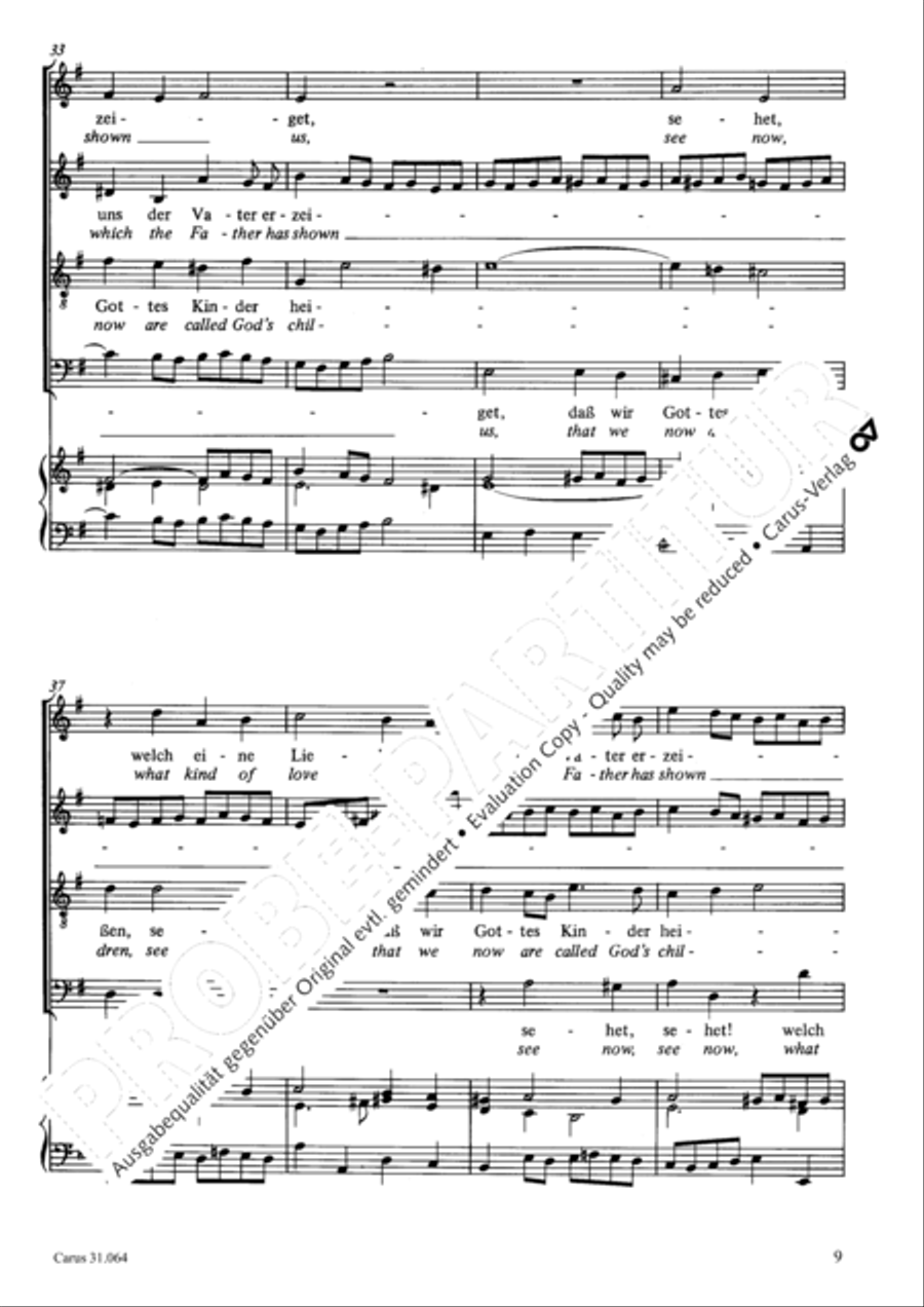 See now, what kind of love (Sehet, welch eine Liebe hat uns der Vater erzeiget) 4-Part scores gallery preview page 10
