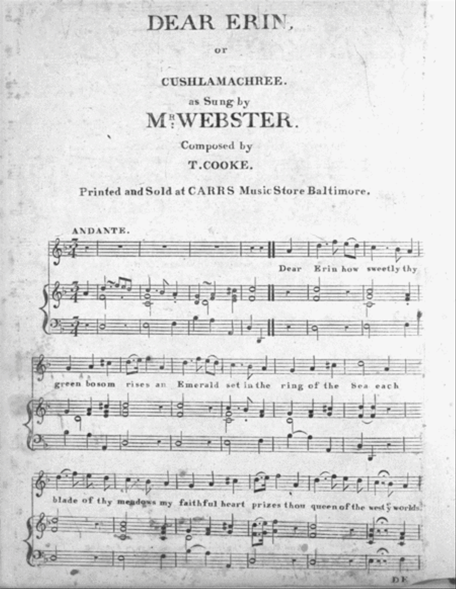 Dear Erin, or, Cushlamachree Voice scores gallery preview page 1