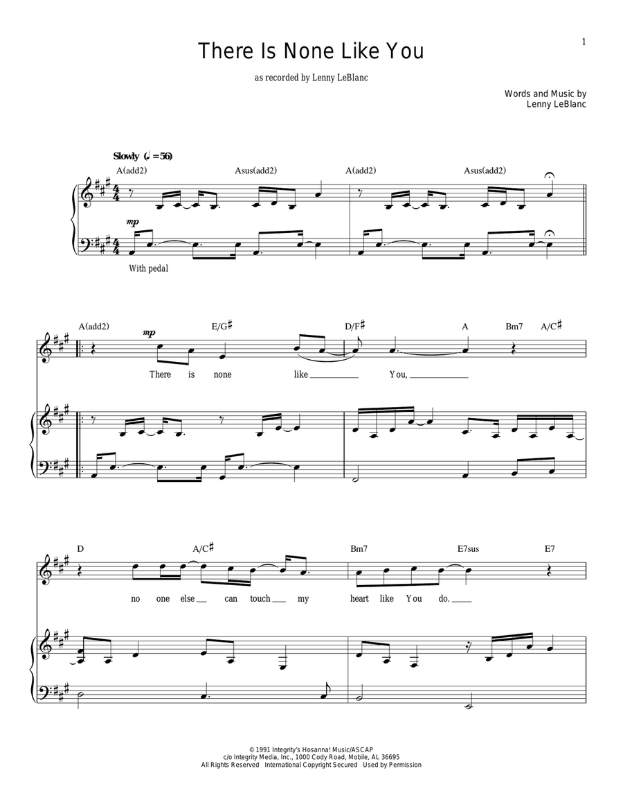 There Is None Like You Piano, Vocal scores gallery preview page 1