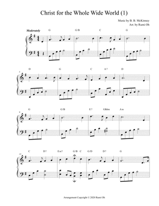 [Christ for the Whole Wide World] Favorite hymns arrangements with 3 levels of difficulties for begi