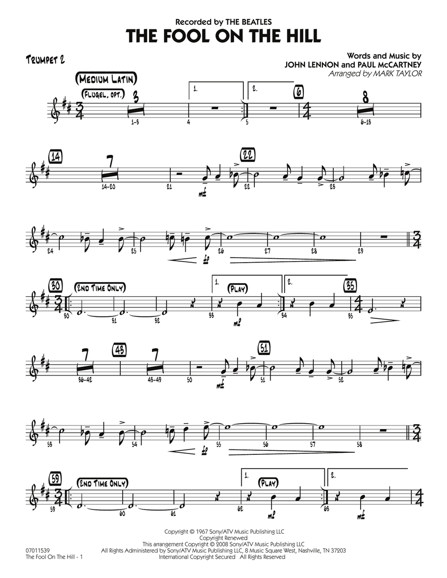 The Fool on the Hill (Flugelhorn Feature) - Trumpet 2 Jazz Ensemble scores gallery preview page 1