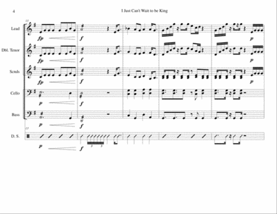 I Just Can't Wait To Be King Large Ensemble scores gallery preview page 4