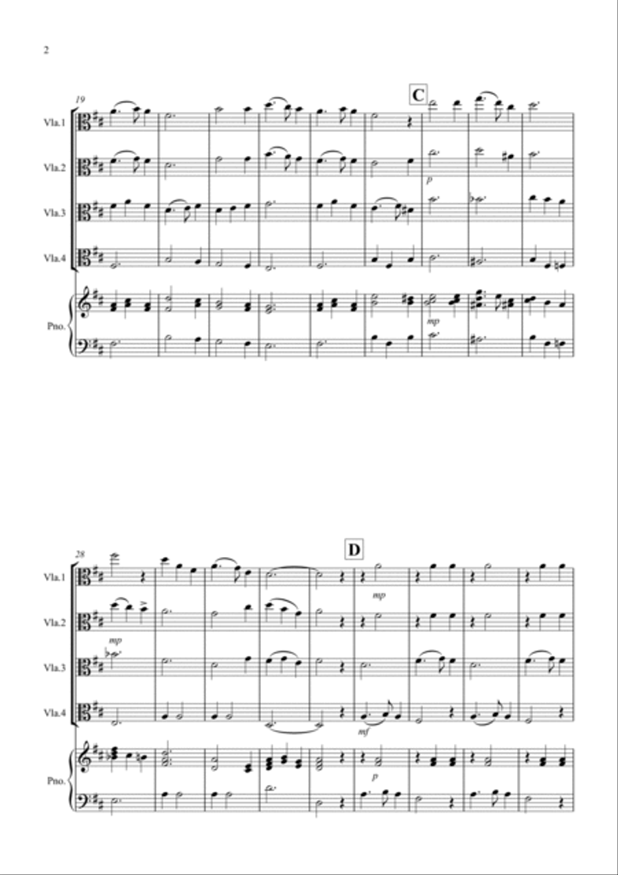 Silent Night for Viola Quartet Viola Solo scores gallery preview page 2