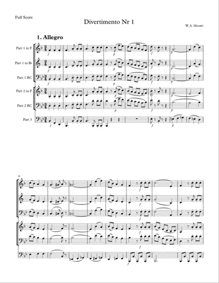 Mozart Divertimento Nr. 1 (K. 439a) Flexible Brass Tro Brass Ensemble scores gallery preview page 3