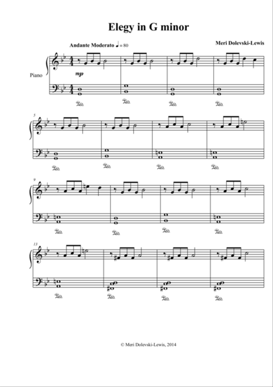 Elegy in G minor Piano Solo scores gallery preview page 1