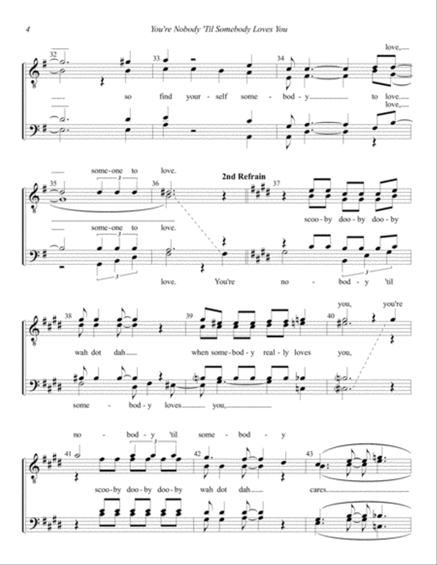 You're Nobody 'til Somebody Loves You TTBB scores gallery preview page 4