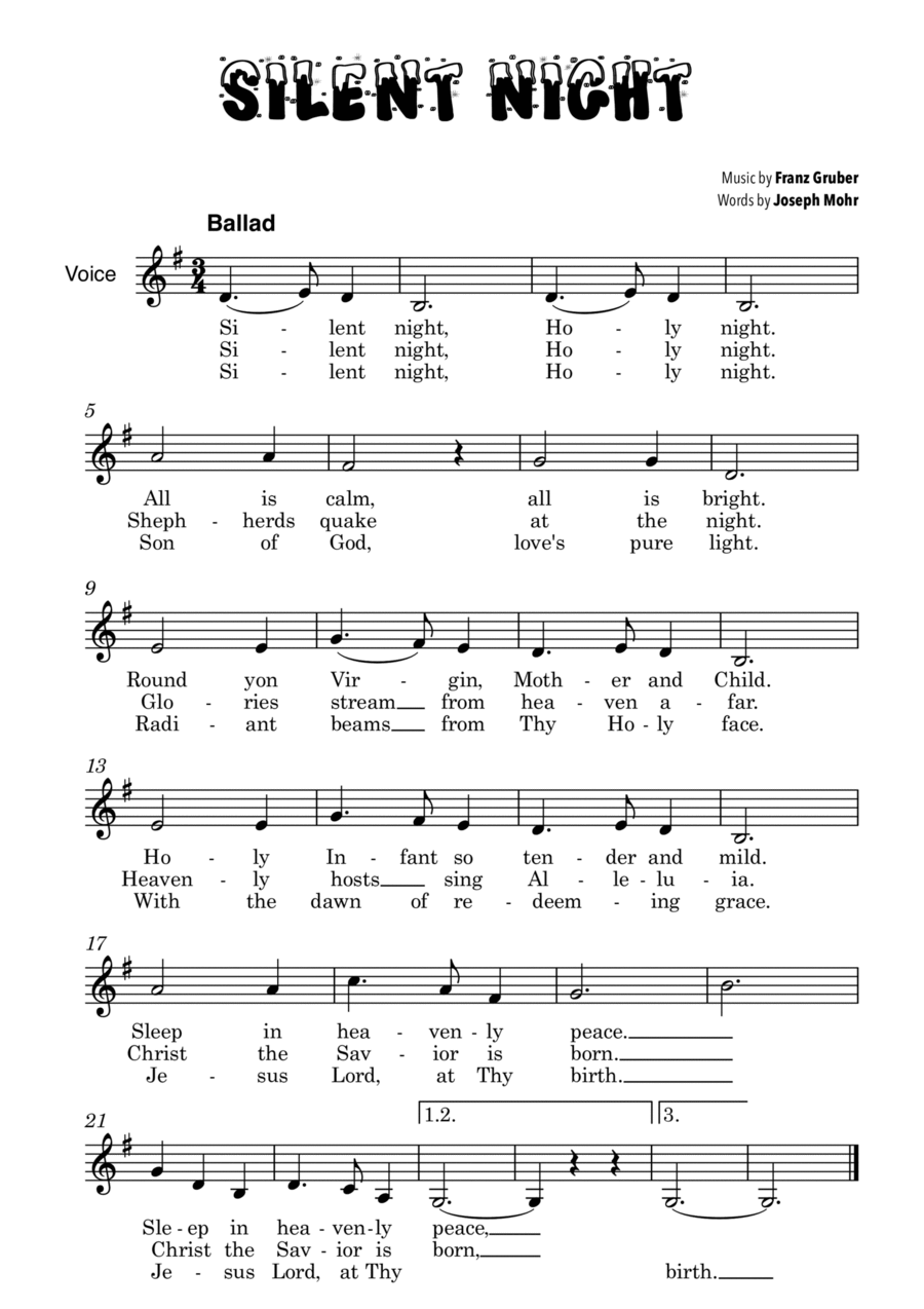 Silent Night Silent Night Easy Piano scores gallery preview page 1