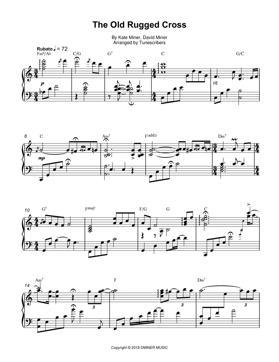The Old Rugged Cross The Old Rugged Cross Piano Solo scores gallery preview page 1