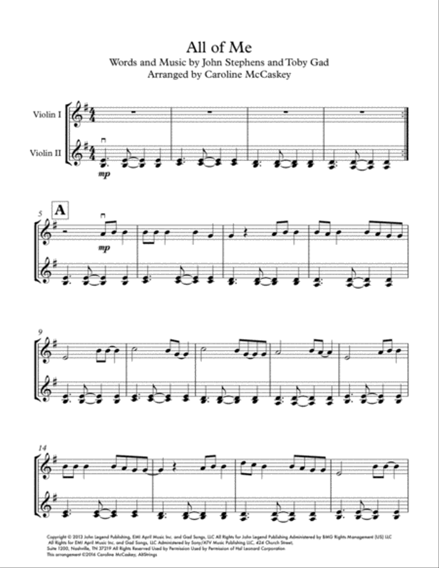 All Of Me All Of Me String Duet scores gallery preview page 2