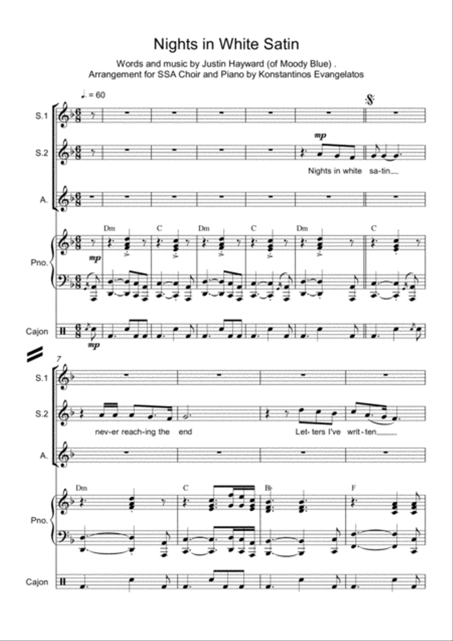 Nights In White Satin SSA scores gallery preview page 2