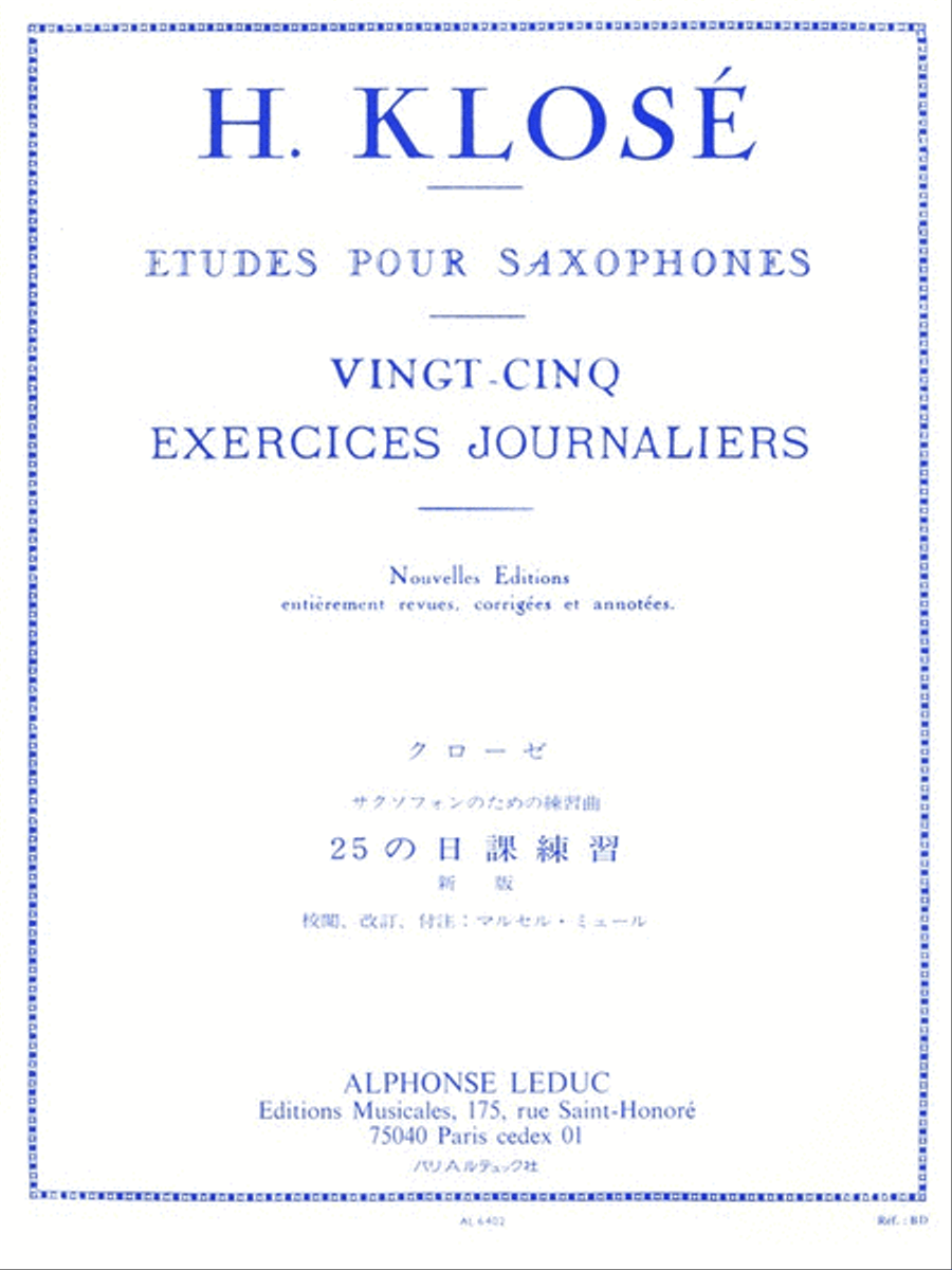 25 Exercices Journaliers Saxophone Saxophone scores gallery preview page 1