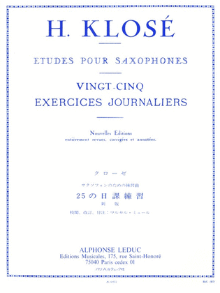 Book cover for 25 Exercices Journaliers Saxophone