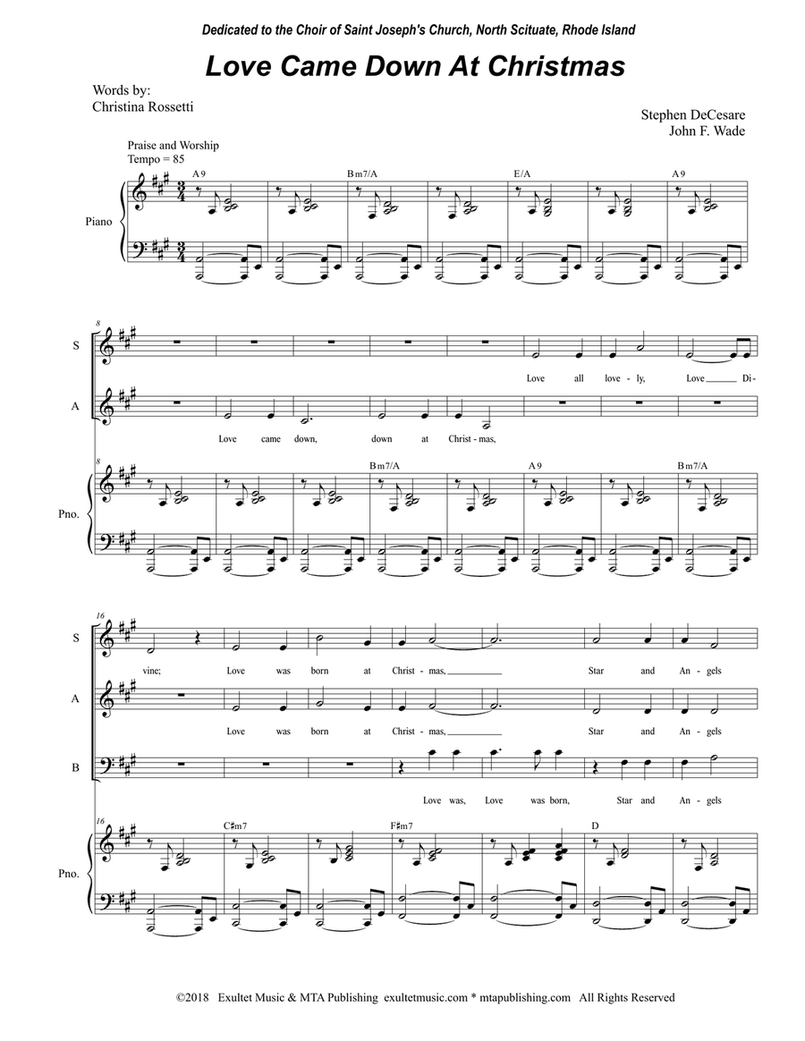 Love Came Down At Christmas (SAB) 3-Part scores gallery preview page 1