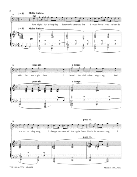 The Holy City for Baritone Voice, SATB Chorus and Piano (Key of Bb) image number null