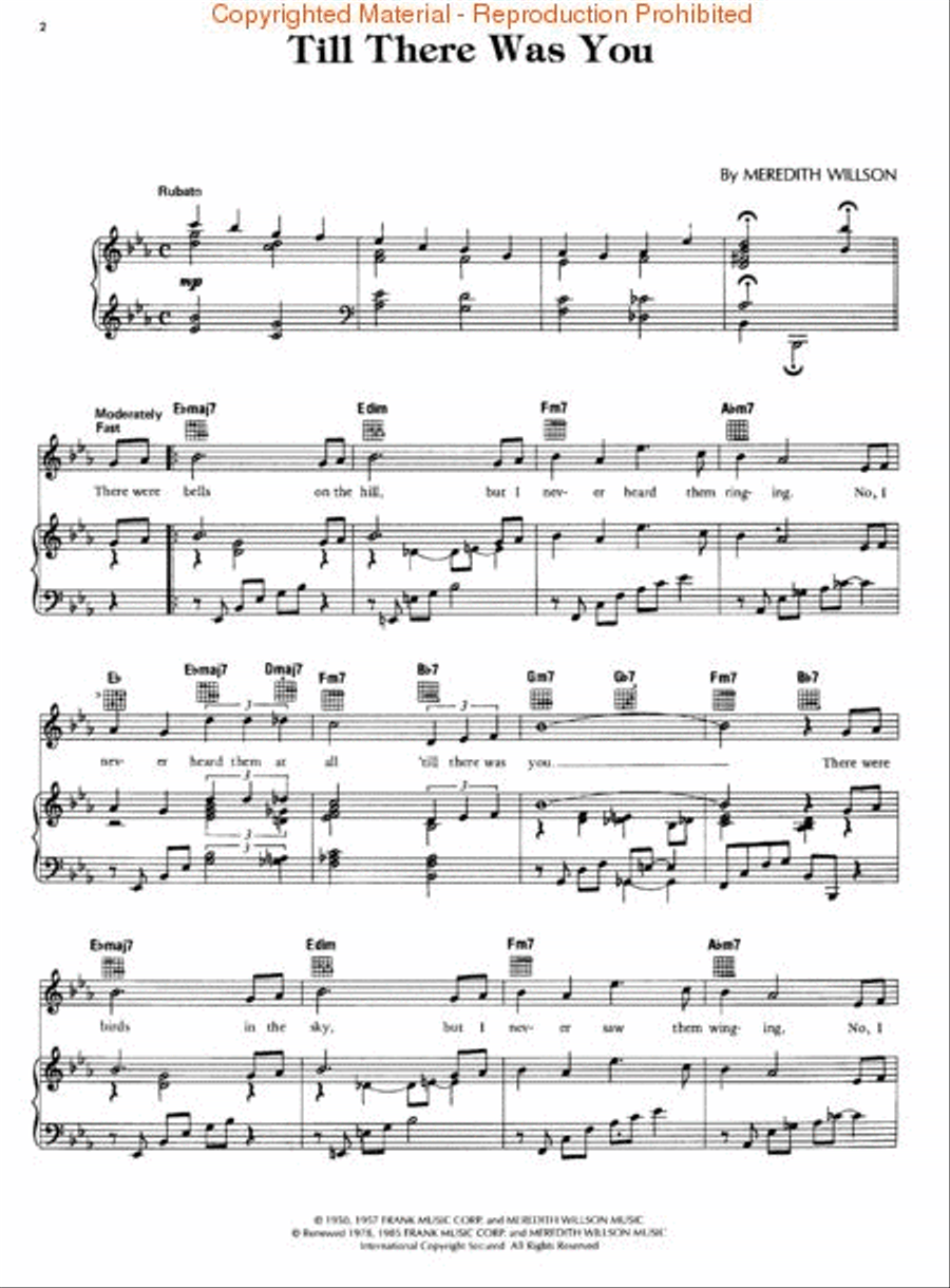 Till There Was You (From The Music Man) Piano, Vocal, Guitar scores gallery preview page 2