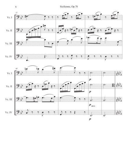 Sicilienne Op.78 for cello quartet by Faure