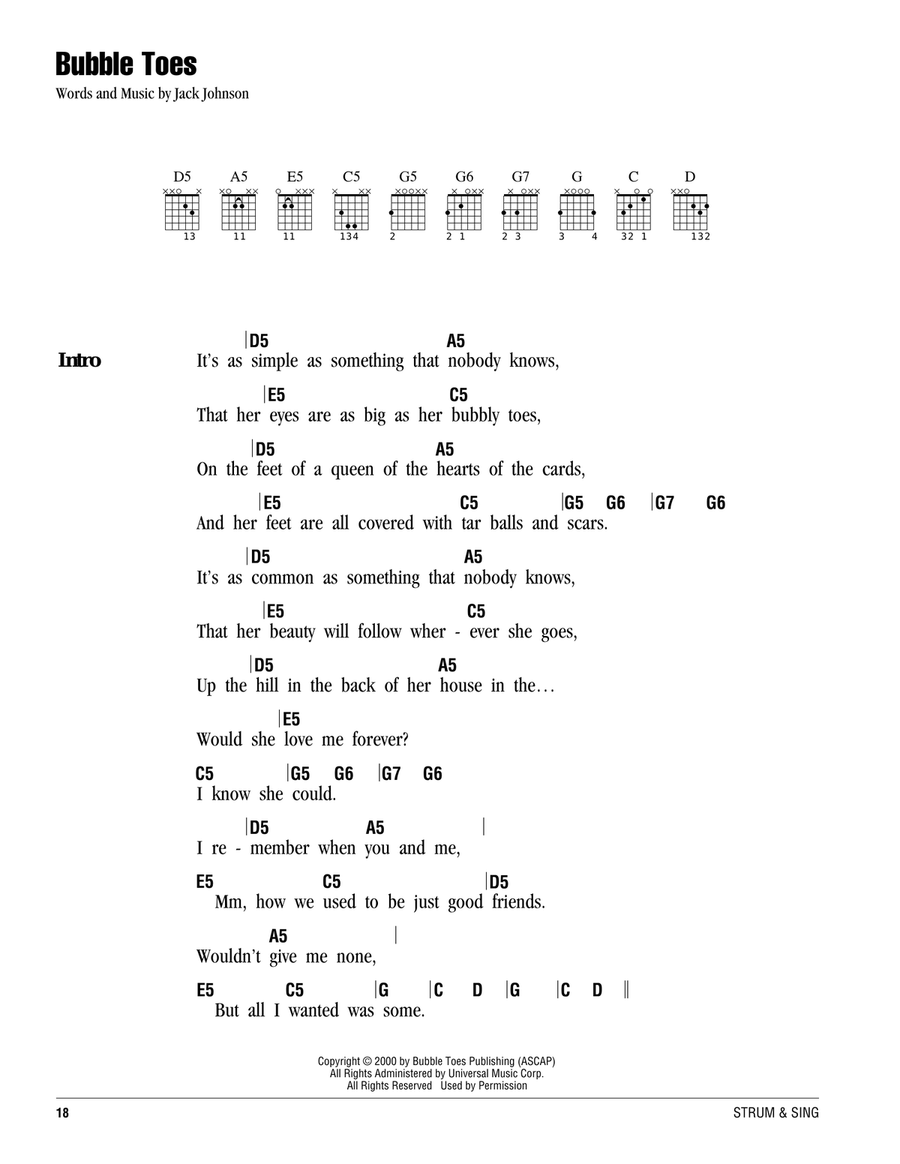 Bubble Toes Acoustic Guitar scores gallery preview page 1