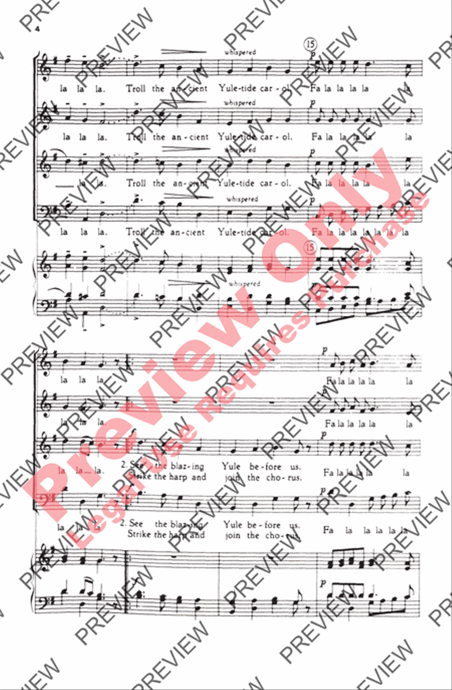 Deck the Halls 4-Part scores gallery preview page 3