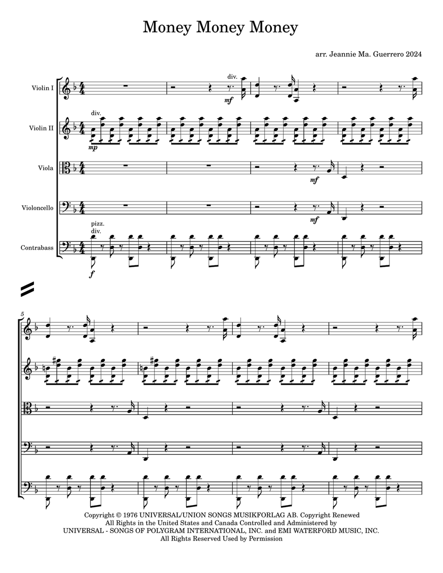 Money, Money, Money Cello scores gallery preview page 1
