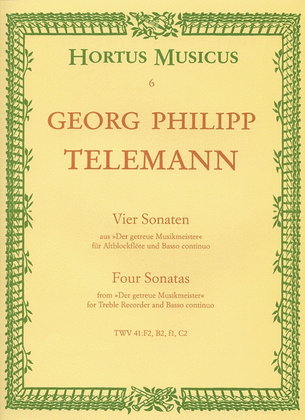 Book cover for Telemann - 4 Sonatas Treble Recorder/Piano