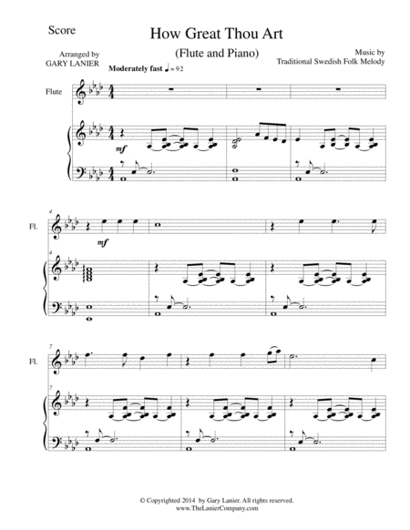 HOW GREAT THOU ART (For Flute and Piano with Score\Part) image number null
