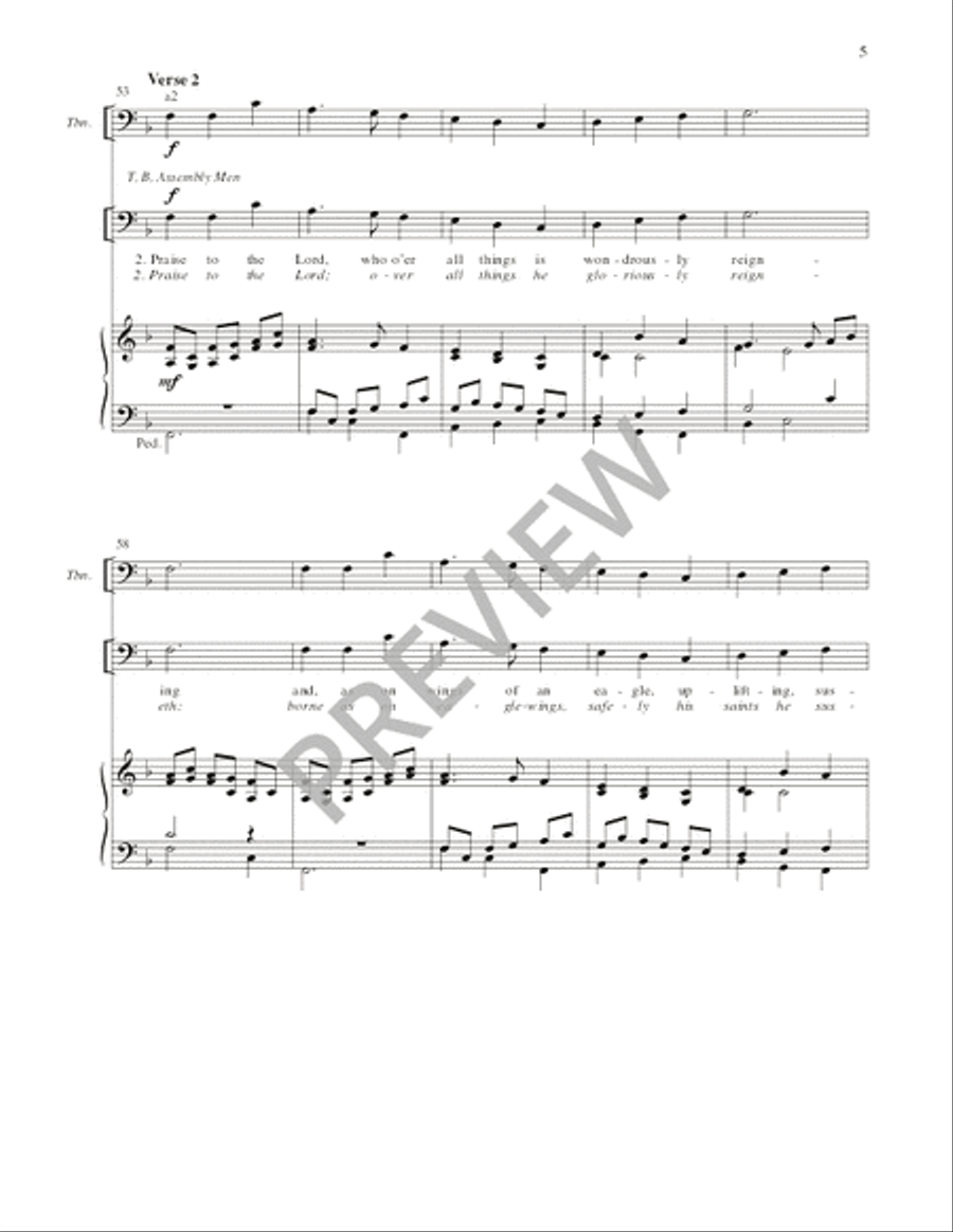 Praise to the Lord, the Almighty - Full Score and Parts 4-Part scores gallery preview page 5