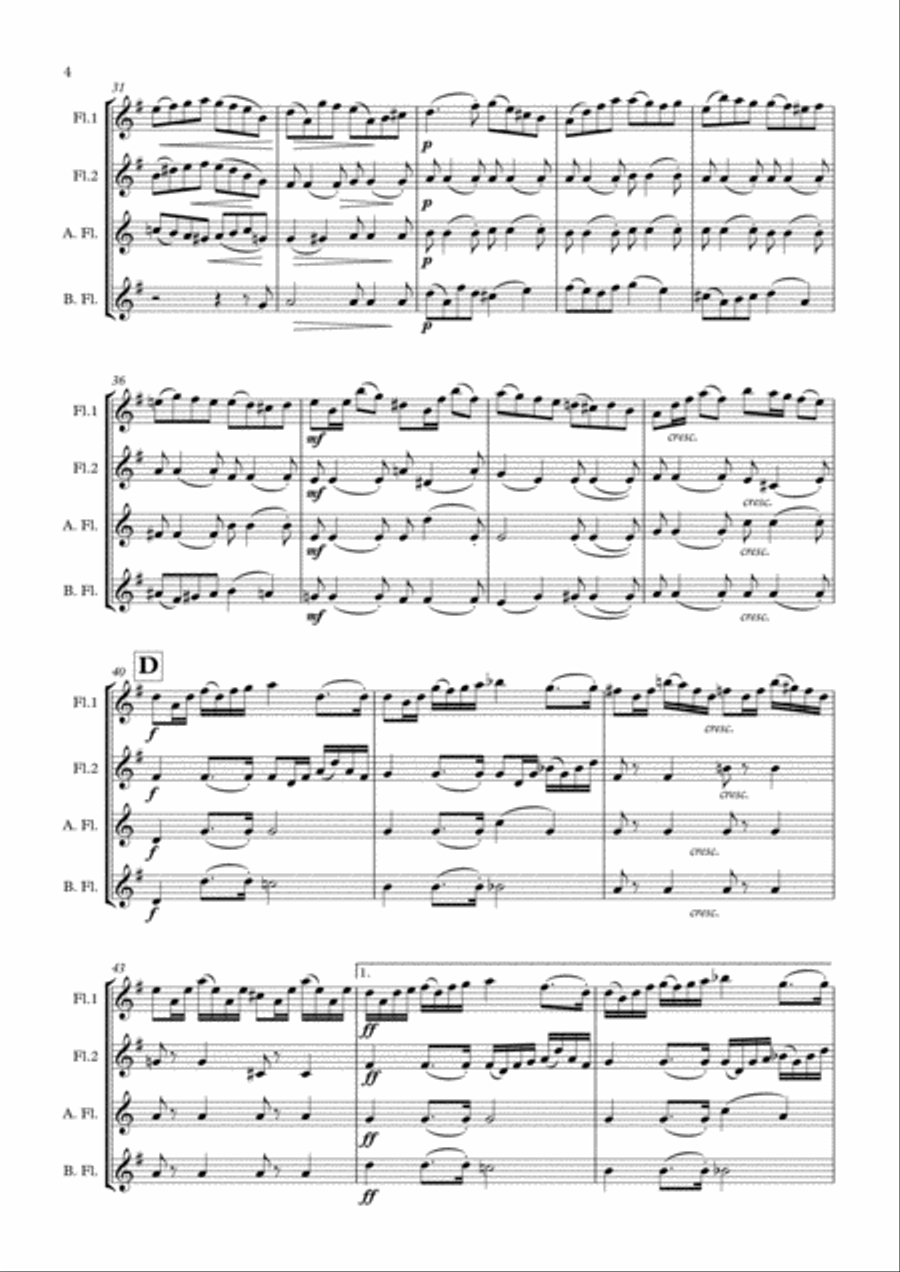 Quartet for four flutes Flute Quartet scores gallery preview page 4