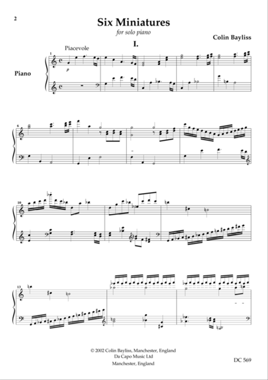 Six Miniatures Piano Solo scores gallery preview page 1