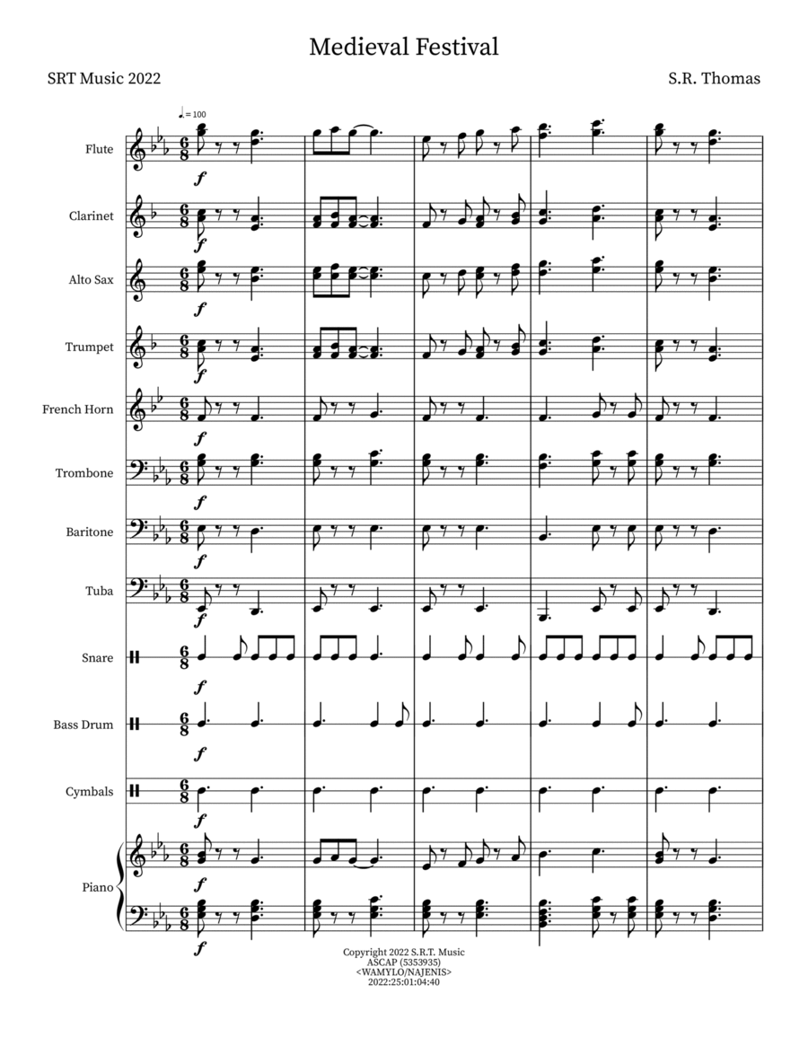 Medieval Festival Concert Band scores gallery preview page 1