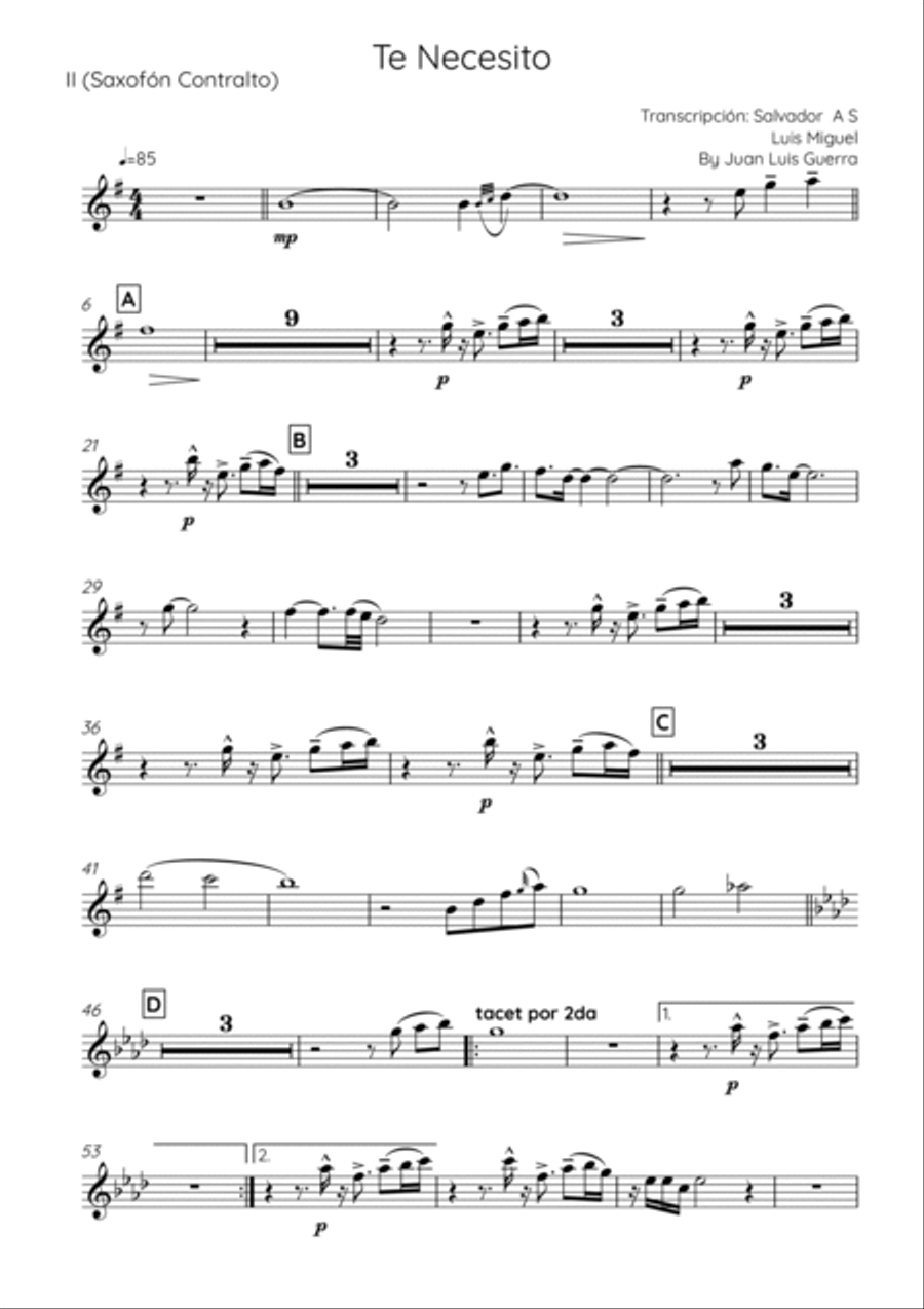 Te Necesito Small Ensemble scores gallery preview page 2