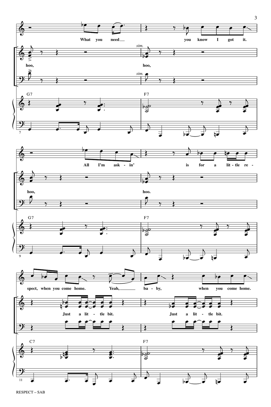 Respect (arr. Roger Emerson) 3-Part scores gallery preview page 2