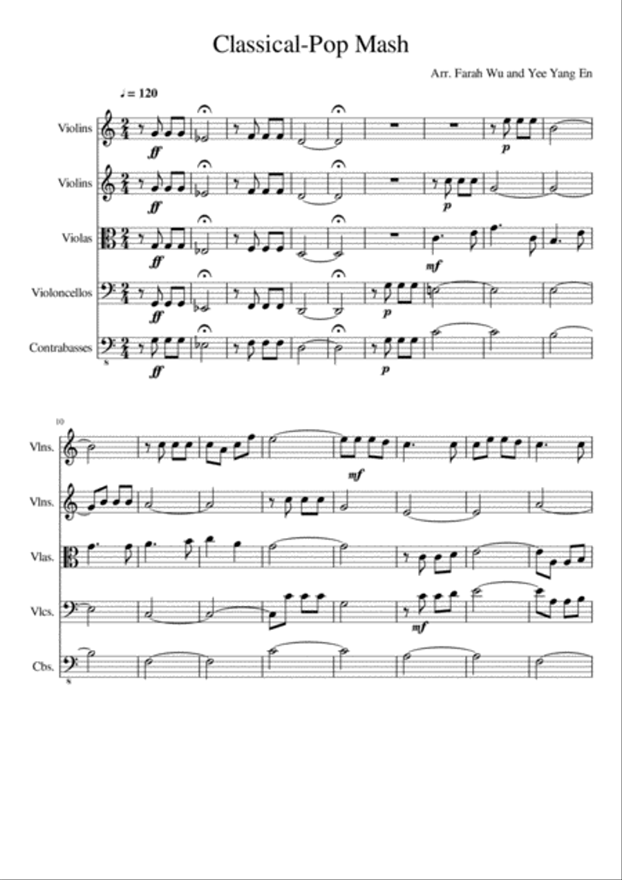 Classical-Pop Mash (Beethoven's 5th Symphony) String Orchestra scores gallery preview page 1