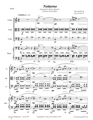 Grieg: Notturno Op. 54 No. 4 for Piano Quartet