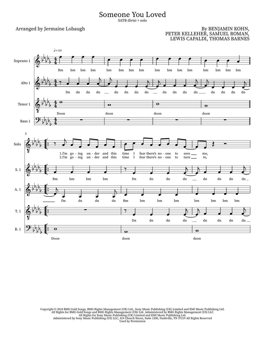 Someone You Loved Choir scores gallery preview page 1