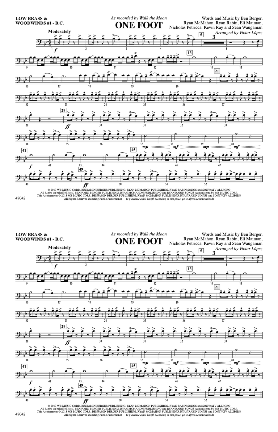 One Foot: Low Brass & Woodwinds #1 - Bass Clef
