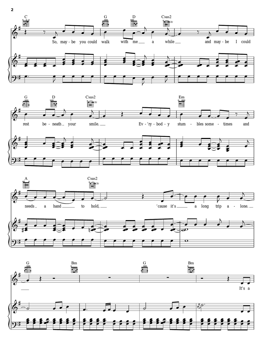 Long Trip Alone Long Trip Alone Piano, Vocal, Guitar scores gallery preview page 2