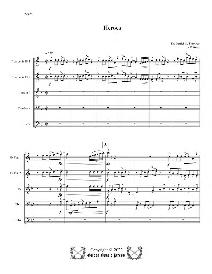 Heroes, Op. 131 Brass Quintet scores gallery preview page 5