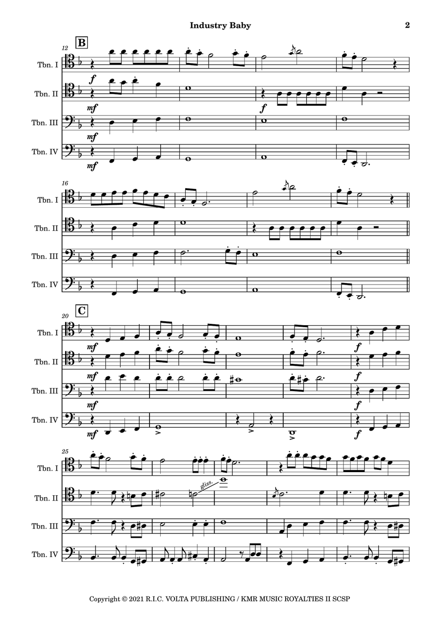Industry Baby Brass Quartet scores gallery preview page 3