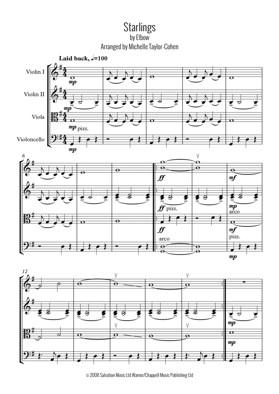 Starlings String Quartet scores gallery preview page 1