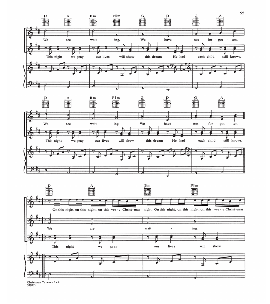 Christmas Canon Piano, Vocal, Guitar scores gallery preview page 4