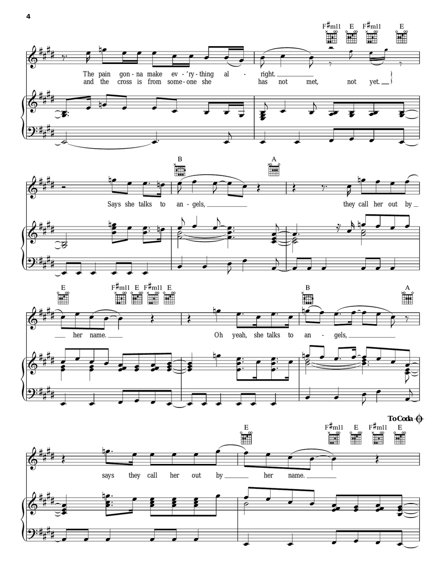 She Talks To Angels Piano, Vocal, Guitar scores gallery preview page 4