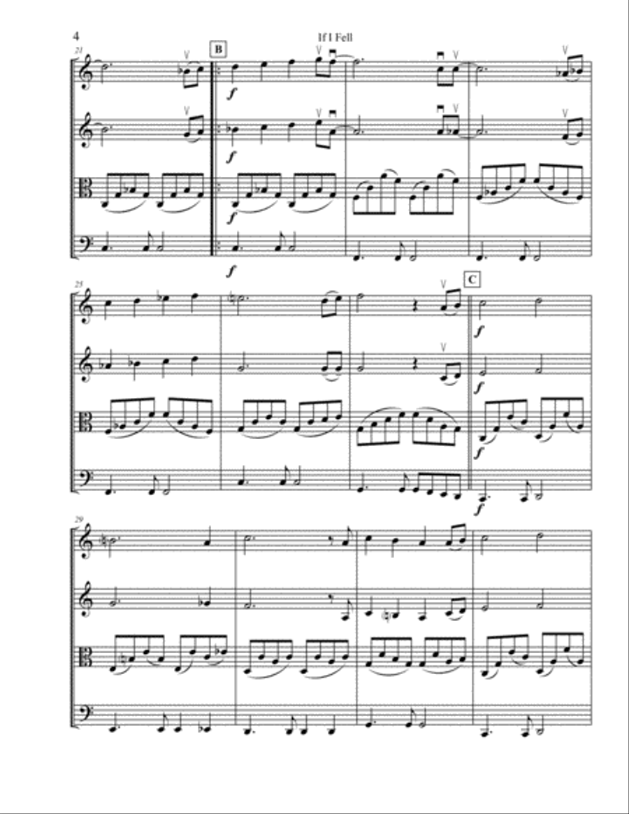 If I Fell String Quartet scores gallery preview page 4