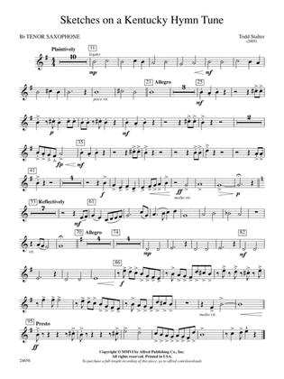 Sketches on a Kentucky Hymn Tune: B-flat Tenor Saxophone