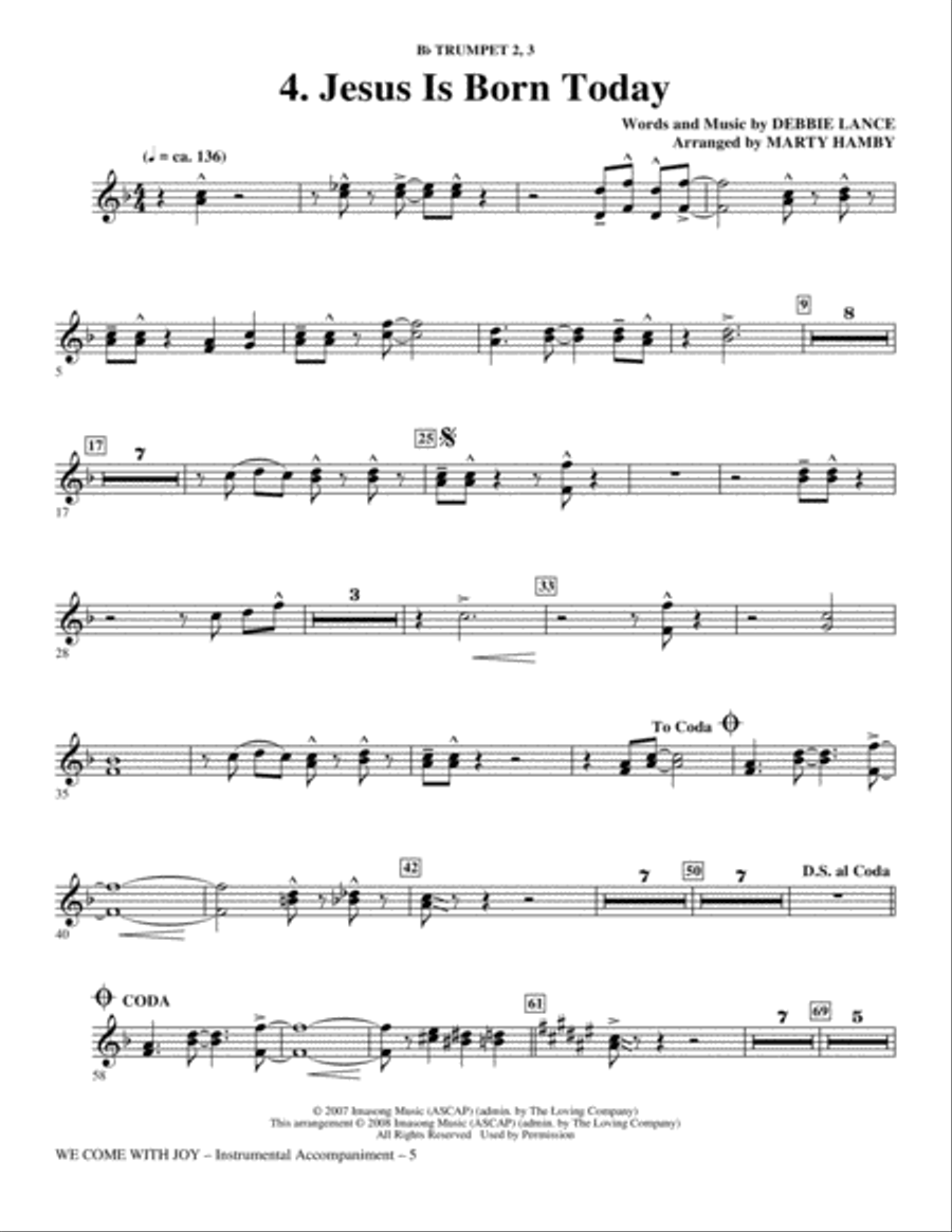 We Come With Joy Orchestration - Trumpet 2 & 3 Choir scores gallery preview page 5
