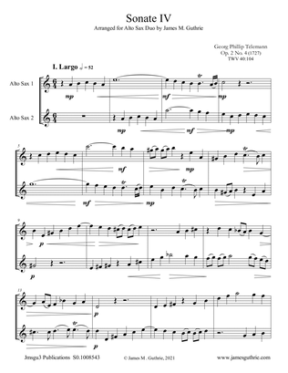 Telemann: Sonata Op. 2 No. 4 for Alto Sax Duo