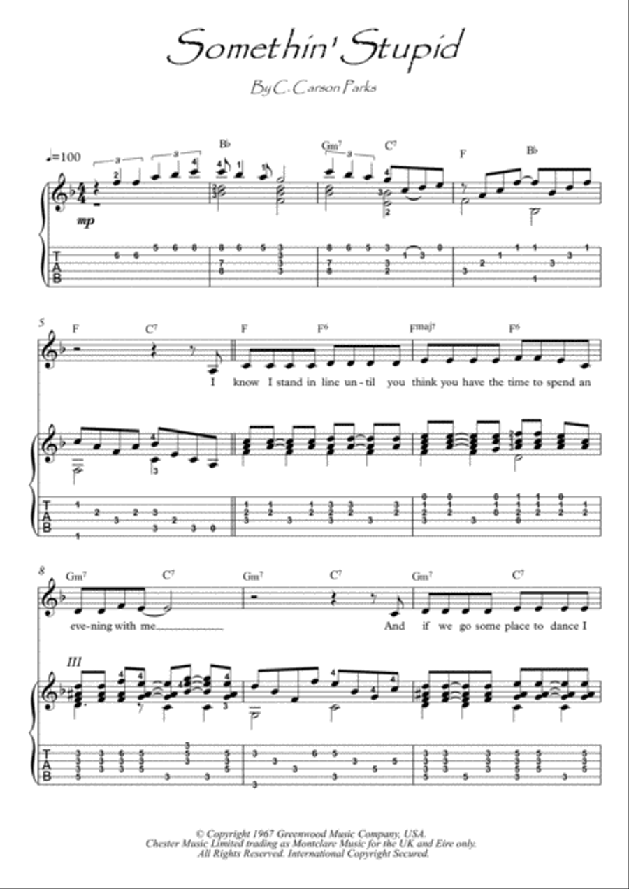Somethin' Stupid Electric Guitar scores gallery preview page 1