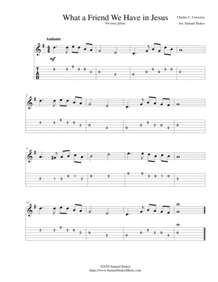 What a Friend We Have in Jesus - for easy guitar with TAB image number null