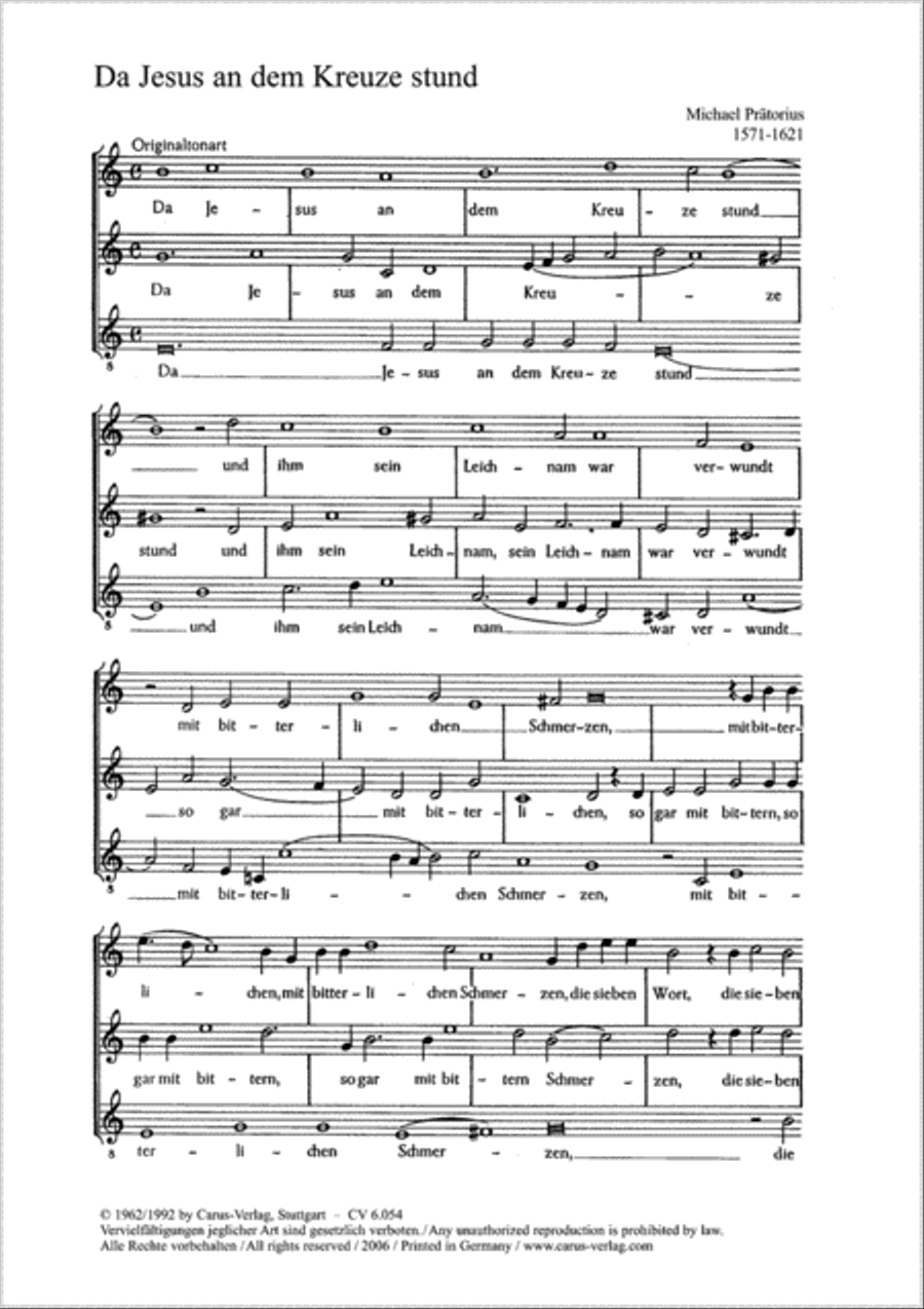 Praetorius: Da Jesus an dem Kreuze stund; Jesus Christus Score scores gallery preview page 1